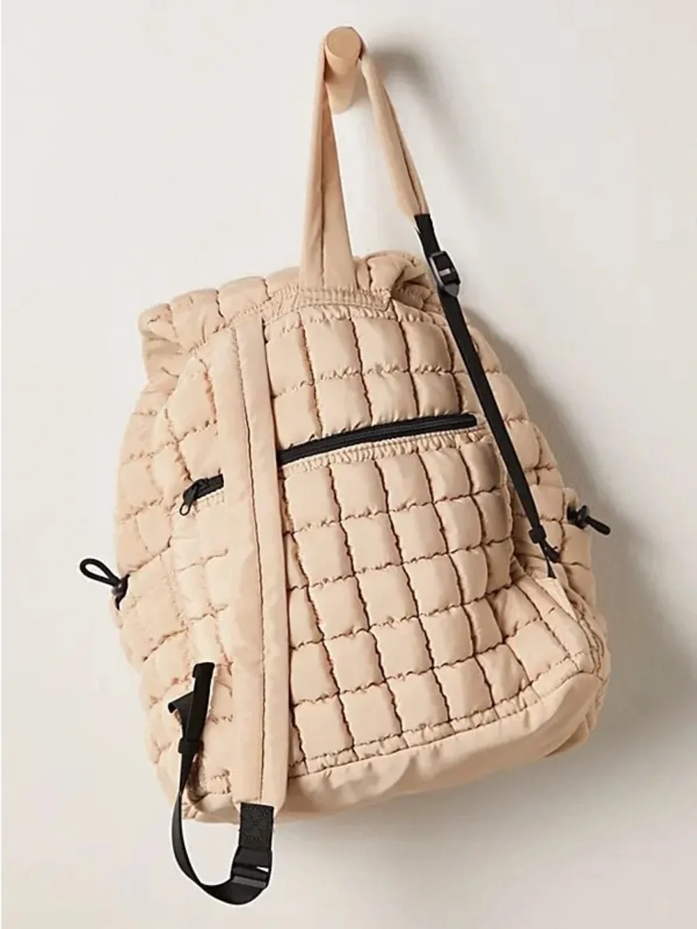Free People Quilted Puffer Backpack in Beige